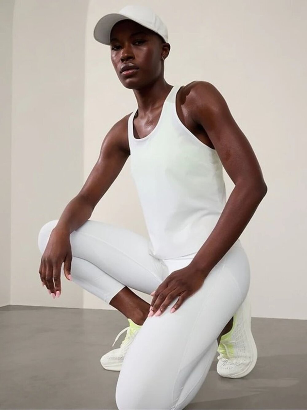 ATHLETA Navigate White Ripstop Scoop Neck Racerback Tank Top, Size S